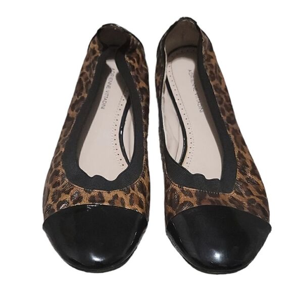 Adrienne Vittadini  Black and Brown Animal Leopard Print Flats Sz 10 - Picture 5 of 7